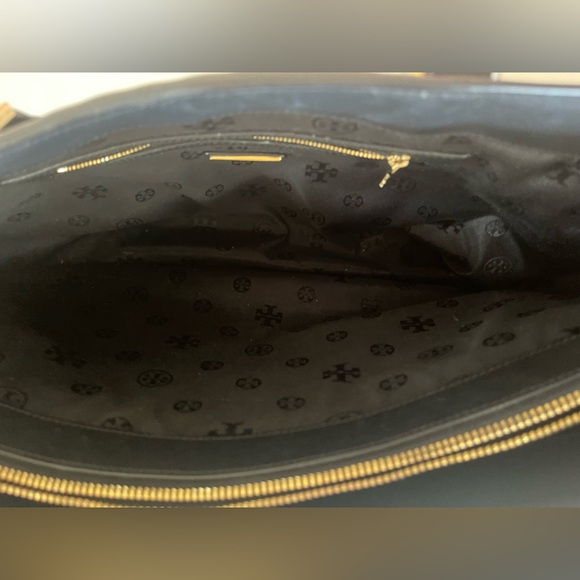 Tory Burch Black Woven Gold Hardware Tote - Picture 9 of 14